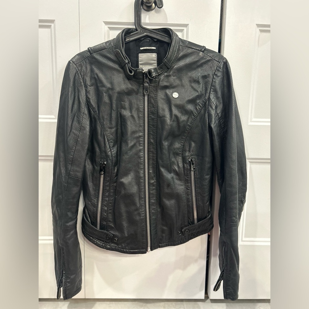G-Star Black Leather Jacket for Women